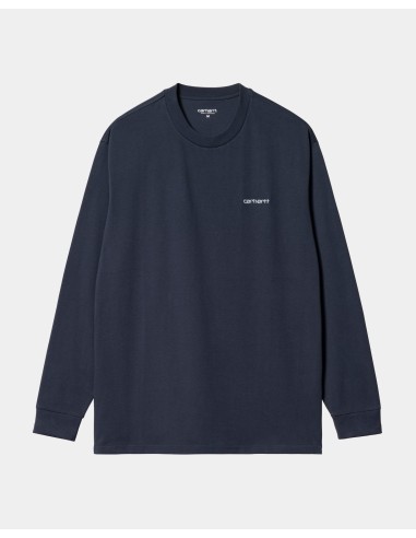 Script Embroidery Long Sleeve T-Shirt | Air Force Blue / White s'inspire de l'anatomie humaine