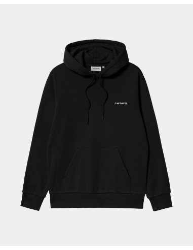 Hooded Script Embroidery Sweatshirt | Black / White destockage